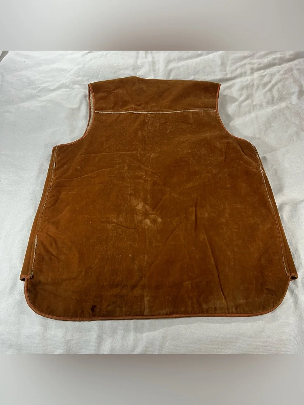 Sherpa-Lined Brown Suede Vest - Men's Zip Front